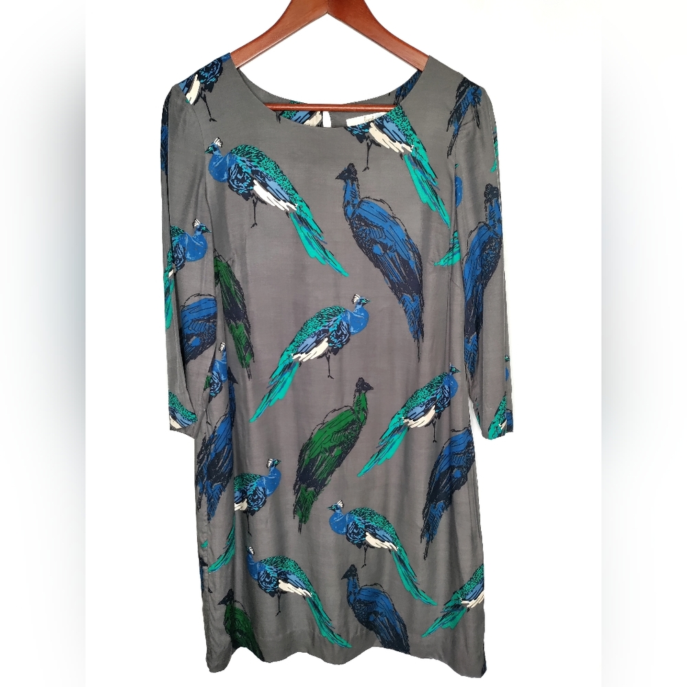 Boden Peacock Shift Dress 10L